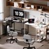 Pamray 43 Inch L Shaped Computer Desk with Reversible Side Storage Shelves, Small Corner Desk for Small Space Home Office,Writing Study Table PC Desk for Bedroom,White view 4