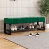 Entrance Bench with Shoe Storage, Narrow Shoe Rack Bench with Velvet Seat Cushion Metal Shoe Organizer for Living Room view 2