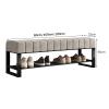Entrance Bench with Shoe Storage, Narrow Shoe Rack Bench with Velvet Seat Cushion Metal Shoe Organizer for Living Room view 3