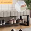 Entrance Bench with Shoe Storage, Narrow Shoe Rack Bench with Velvet Seat Cushion Metal Shoe Organizer for Living Room view 4