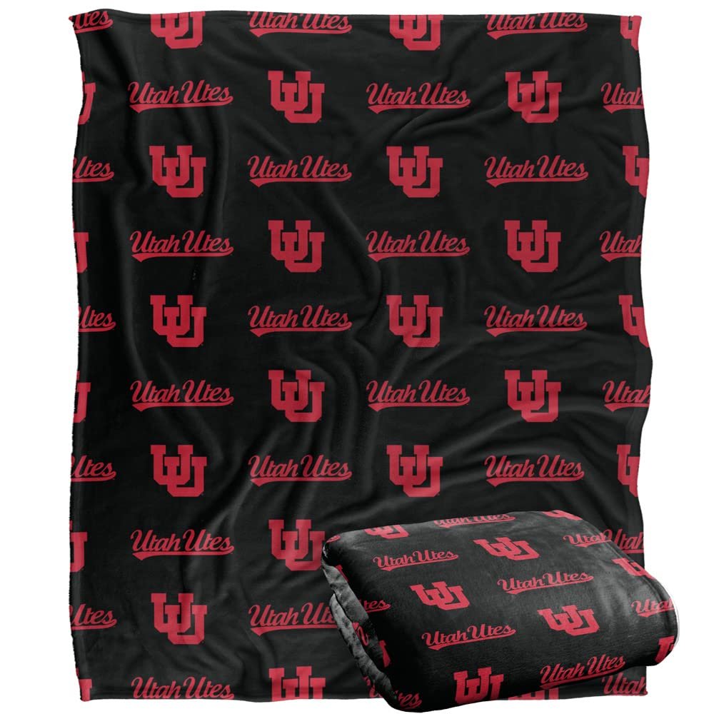 University of Utah Blanket, 60"x80" Logo Pattern Silky Touch Super Soft Throw Blanket