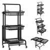 3 Tier Collapsible Rolling Carts with Wheels, Moving Easily Closet Organizer, Storage Shelves for Living Room, Kitchen, Bathroom, Bedroom and Office view 1