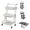 3 Tier Collapsible Rolling Carts with Wheels, Moving Easily Closet Organizer, Storage Shelves for Living Room, Kitchen, Bathroom, Bedroom and Office view 3