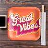 Amscan Vibrant Multicolor Throwback Summer Paper Plates - (Pack of 20) - Square-shaped Plates, Premium Quality & Eco-Friendly Material - Perfect For Picnics & Parties, 7" view 3