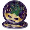 Amscan Luxurious Multicolor Round Paper Mardi Gras Masquerade Plates - 9" (Pack of 8) - Durable & Vibrant Plates - Perfect for Mardi Gras Festivities view 1