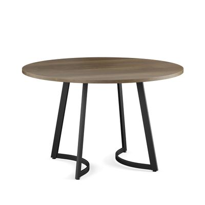 Amisco Joelle 48" Round Dining Table - Beige Wood/Black Metal