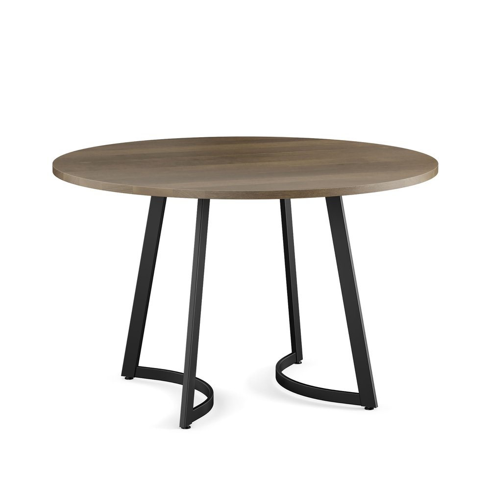 Amisco Joelle 48" Round Dining Table - Beige Wood/Black Metal