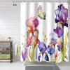 Easter Shower Curtain Iris Flower Butterfly Shower Curtains for Bathroom Decor Floral Leaves Branch Purple Bath Curtains Sets for Spring Easter Bathroom Decor Fabric Waterproof Extra Long 72" X 78" view 2