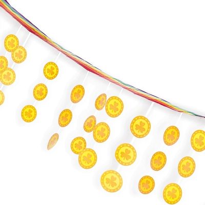 Stunning Rainbow & Gold Hanging Ceiling Decoration - 12" x 10 ft. (1 Pack) - Versatile & Eye-catching Design, Premium Quality Plastic & Paper Material - Ideal for All Events