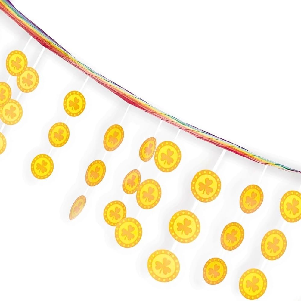 Stunning Rainbow & Gold Hanging Ceiling Decoration - 12" x 10 ft. (1 Pack) - Versatile & Eye-catching Design, Premium Quality Plastic & Paper Material - Ideal for All Events