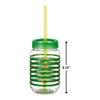 Bold Green Hot-Stamped Plastic Shamrock Foil Print Mason Cup w/Yellow Straw - 16 oz. 5.33" (1 Pc.) - Unique & Festive Drinkware - Perfect for Parties and Celebration view 2