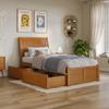AFI Portland Twin XL Solid Wood Platform Bed with Footboard & Storage Drawers in Light Toffee view 1