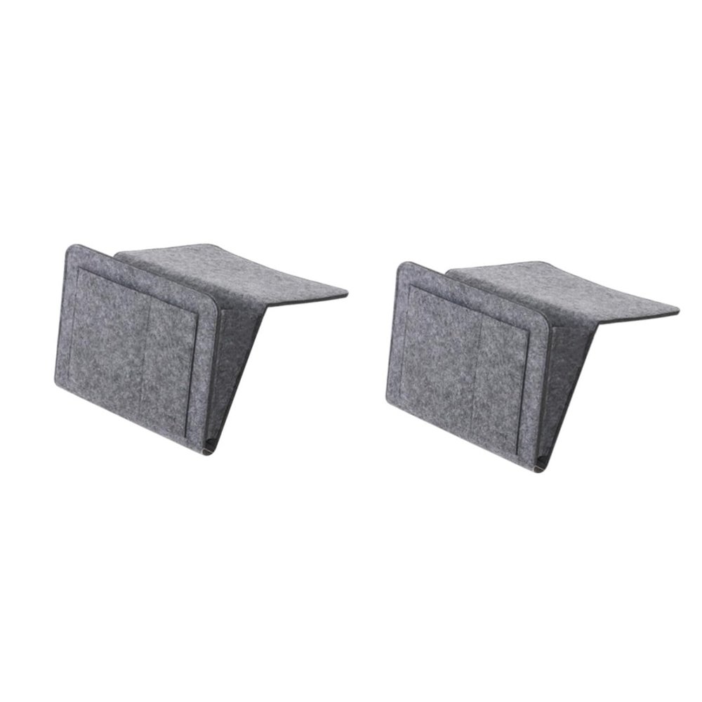 DEARMAMY 2pcs Felt Sofa Storage Hanging Bag Multifunctional Bedside Organizer for Sundries and Magazines for Dorm Rooms Bunk Beds and Spaces Grey