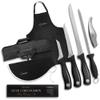 Iberico Ham Set with Ham Carving Knife, Boning Knife, Paring Knife, Knife Steel, Apron, Cover and Jamon Serrano Tongs - Slicing Knife for Meat Cutting - Chef Knife Set With Bag - Serrano Ham Knife view 2