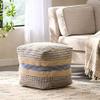 Foamma Pouf Ottoman Natural Blue, 16"x16"x16" - Square Ottoman Foot Rest for Living Room and Bedroom, Pouf Footstool with Handcrafted Wool Cover, Foot Rest for Couch, Boho Furniture for Home view 1