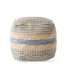 Foamma Pouf Ottoman Natural Blue, 16"x16"x16" - Square Ottoman Foot Rest for Living Room and Bedroom, Pouf Footstool with Handcrafted Wool Cover, Foot Rest for Couch, Boho Furniture for Home view 2