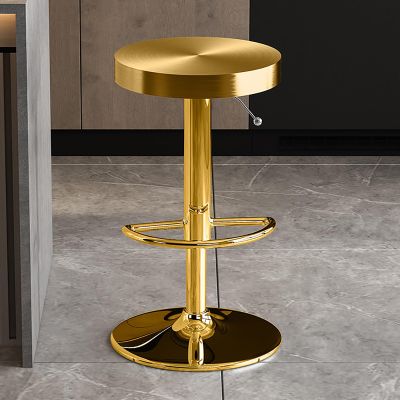 Cxlly Swivel Bar Stools Modern Contemporary Stainless Steel Adjustable Height Round Top Pub Bistro Kitchen Dining Side Chair Barstools with Footrest (Size : Gold)