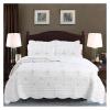 ADovz White Yellow 100% Cotton Quilted Bedspread Luxury Gold Embroidery Quilt Set King Queen Size 3PCS Bohemian Coverlet Pillowcases,Bed Sheets view 3