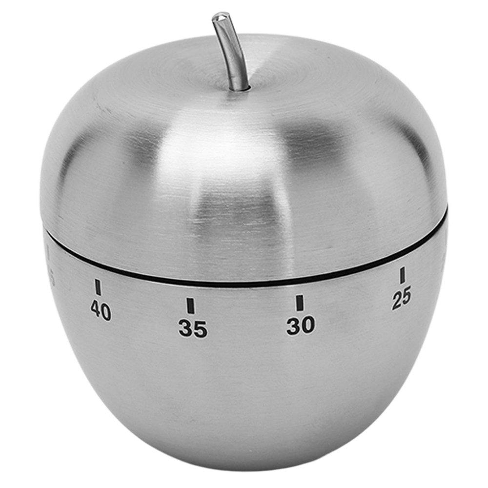 Stainless Steel Kitchen Timer, Apple Shape Manual Rotating Timer Metal Loud Alarm Countdown Cooking Timer for Learning Sports