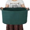 XUANGUO Large Rectangle Blankets Basket Living Room 22"x17"x12" Woven Cotton Rope Storage Basket for Nursery Toy Baskets for Kids and Dogs Wicker Laundry Baskets Bin for Clothes Towels dark green view 1