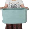 XUANGUO Large Rectangle Blankets Basket Living Room 22"x17"x12" Woven Cotton Rope Storage Baskets for Nursery Toy Baskets for Kids and Dogs Wicker Laundry Basket Bin for Clothes Towels green view 1