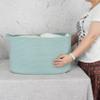 XUANGUO Large Rectangle Blankets Basket Living Room 22"x17"x12" Woven Cotton Rope Storage Baskets for Nursery Toy Baskets for Kids and Dogs Wicker Laundry Basket Bin for Clothes Towels green view 3