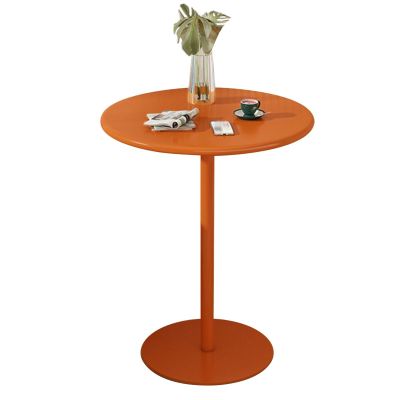 Modern Bar Table, Counter Pub Desk Round Height Sofa Dining Coffee Table with Metal Stable Base for Home, Office, Dining Room and Kitchen, Orange (Size : 48x48x62cm)