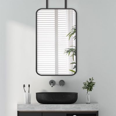 Ceiling Hanging Wall Mirror, Bathroom Vanity Mirror with Metal Frame Hanging Mirror Large Rounded Rectangle Mirror for Bedroom Entryway Living Room (Size : 40cmx60cm)