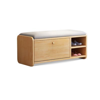 SHJQJL Shoe Storage Bench for Entryway, Solid Wood Hidden Shoe Organizer with Flip Drawer, Freestanding Shoe Rack Bench with Padded Seat for Closet, Hallway, Mumroom(80x30x45cm(31x12x18in), Wood)