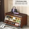 Solid Wood Shoe Storage Bench with Seat Cushion, Hidden Shoes Organizer with Flip Drawers, Freestanding Shoe Storage Cabinet for Entryway, Hallway, Living Room(88x30x50cm(35x12x20inch), Walnut) view 3