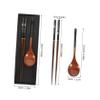 BIUDECO 3sets Japanese Style Wooden Cutlery Set Portable Utensils Chopsticks and Spoons for Travel Camping and Picnics Easy to Clean view 2