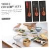 BIUDECO 3sets Japanese Style Wooden Cutlery Set Portable Utensils Chopsticks and Spoons for Travel Camping and Picnics Easy to Clean view 3