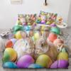zcwl Easter Bunny Duvet Cover Cal King Size | Easter Egg Rabbit Bedding Set | 3 Piece | Soft Microfiber Patterned Comforter Cover with Zipper Ties & 2 Pillowcases | Easter Bedroom Decor view 1