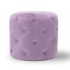 Round Tufted Velvet Ottoman,Modern Comfy Footrest Foot Stool,Multi-Function Decorative Vanity Stool Coffee Table for Living Bedroom Entryway-Light Purple 45x45x41cm(18x18x16inch) view 1