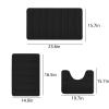 Memory Foam Bathroom Rugs Sets 3 Piece, Ultra Soft Non Slip Bath Rug, Toilet Mats, Washable Rug, Plush Bath Mats for Bathroom, Tub, Shower, Solid Color Toilet Floor Mat Machine Washable (Black) view 3