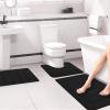 Memory Foam Bathroom Rugs Sets 3 Piece, Ultra Soft Non Slip Bath Rug, Toilet Mats, Washable Rug, Plush Bath Mats for Bathroom, Tub, Shower, Solid Color Toilet Floor Mat Machine Washable (Black) view 4
