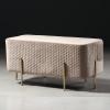 Luxury Velvet Ottoman Bench,Modern Upholstered Bedroom Benches,Mid-Century Plush Bench Foot Stool with Gold Metal Legs for Living Room Entryway-Khaki 88x45x44cm(35x18x17inch) view 1