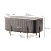 Luxury Velvet Ottoman Bench,Modern Upholstered Bedroom Benches,Mid-Century Plush Bench Foot Stool with Gold Metal Legs for Living Room Entryway-Khaki 88x45x44cm(35x18x17inch) view 2