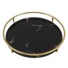 MOUMOUTEN Round Bathroom Tray, Marble Bathroom Counter Tray, Ceramic Perfume Organizer and Jewelry Dish for Vanity(Black) view 1