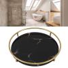 MOUMOUTEN Round Bathroom Tray, Marble Bathroom Counter Tray, Ceramic Perfume Organizer and Jewelry Dish for Vanity(Black) view 2