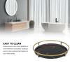 MOUMOUTEN Round Bathroom Tray, Marble Bathroom Counter Tray, Ceramic Perfume Organizer and Jewelry Dish for Vanity(Black) view 4