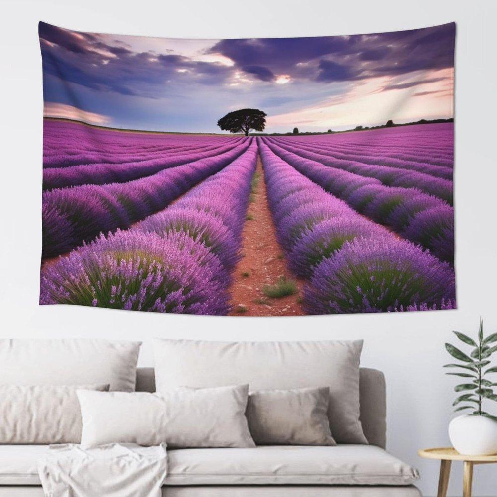 LZQPOEAS Lavender fields Tapestry Wall Hanging for Living Room 60 x 51 in Tapestry for Bedroom Home Decor Tapestries Wall Art Hanging Personalized Wall Blanket Wall Hanging Decor for Party Supplies