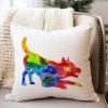WoGuangis Husky Colorful Dog Silhouette Throw Pillow Cover Watercolor Dog Husky Sofa Pillow Cover Pet Memorial Pillow Cover Case 22x22in White Linen Pillows for Living Room Bedroom view 1