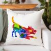 WoGuangis Husky Colorful Dog Silhouette Throw Pillow Cover Watercolor Dog Husky Sofa Pillow Cover Pet Memorial Pillow Cover Case 22x22in White Linen Pillows for Living Room Bedroom view 2