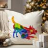 WoGuangis Husky Colorful Dog Silhouette Throw Pillow Cover Watercolor Dog Husky Sofa Pillow Cover Pet Memorial Pillow Cover Case 22x22in White Linen Pillows for Living Room Bedroom view 3