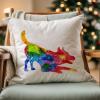 WoGuangis Husky Colorful Dog Silhouette Throw Pillow Cover Watercolor Dog Husky Sofa Pillow Cover Pet Memorial Pillow Cover Case 22x22in White Linen Pillows for Living Room Bedroom view 4