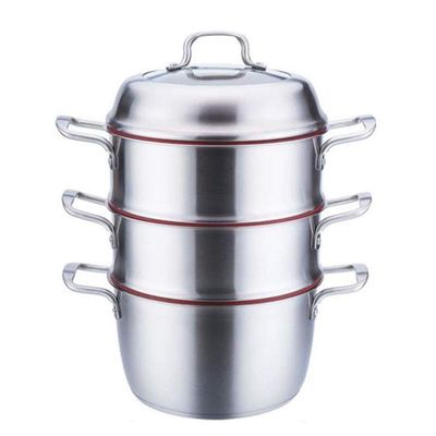 Stainless Steel 3-Tier Rice cooker, Double Boilder, steam soup pot and steamer Visible cover, work with Gas, Electric,and Grill stove top (Size : 28cm) (28cm)
