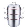 Stainless Steel 3-Tier Rice cooker, Double Boilder, steam soup pot and steamer Visible cover, work with Gas, Electric,and Grill stove top (Size : 28cm) (28cm) view 1