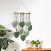 ARHTYCX Wall Hanging Decor Leaves Tapestry Macrame Wall Hanging with Tassel, Hand-Woven Wall hangings, Macrame Wall Art Boho Wall Hanging Decor, for Home Decoration Green view 1