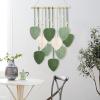 ARHTYCX Wall Hanging Decor Leaves Tapestry Macrame Wall Hanging with Tassel, Hand-Woven Wall hangings, Macrame Wall Art Boho Wall Hanging Decor, for Home Decoration Green view 3